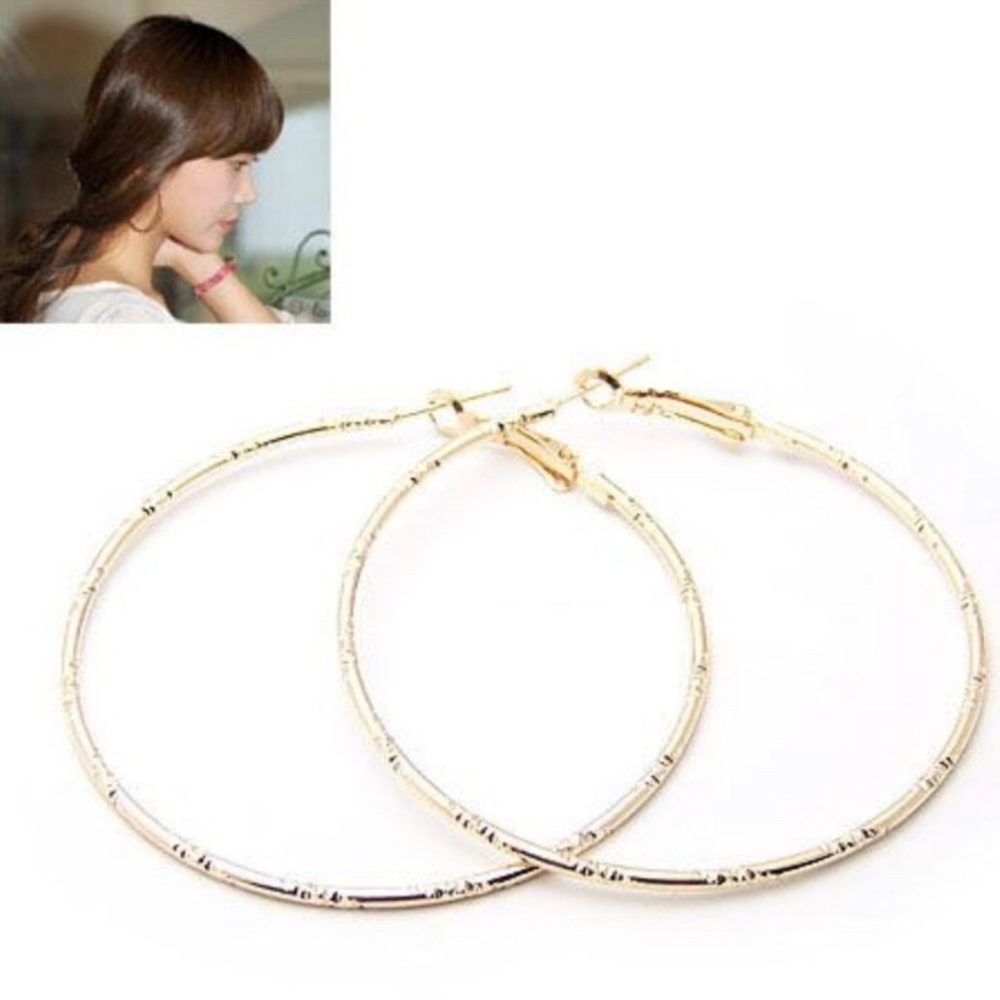 Boho Gold Tone Bamboo Design Earrings